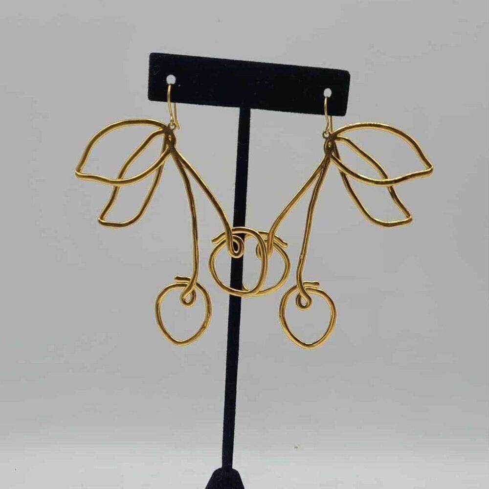 J Crew Gold Tone Cherry Earrings NWOT!